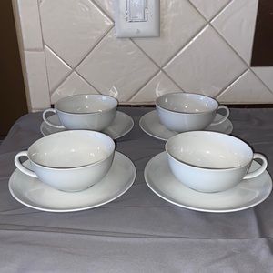 (Set of 4) Arzberg Germany Porcelain Coffee / Tea Mugs with four saucers